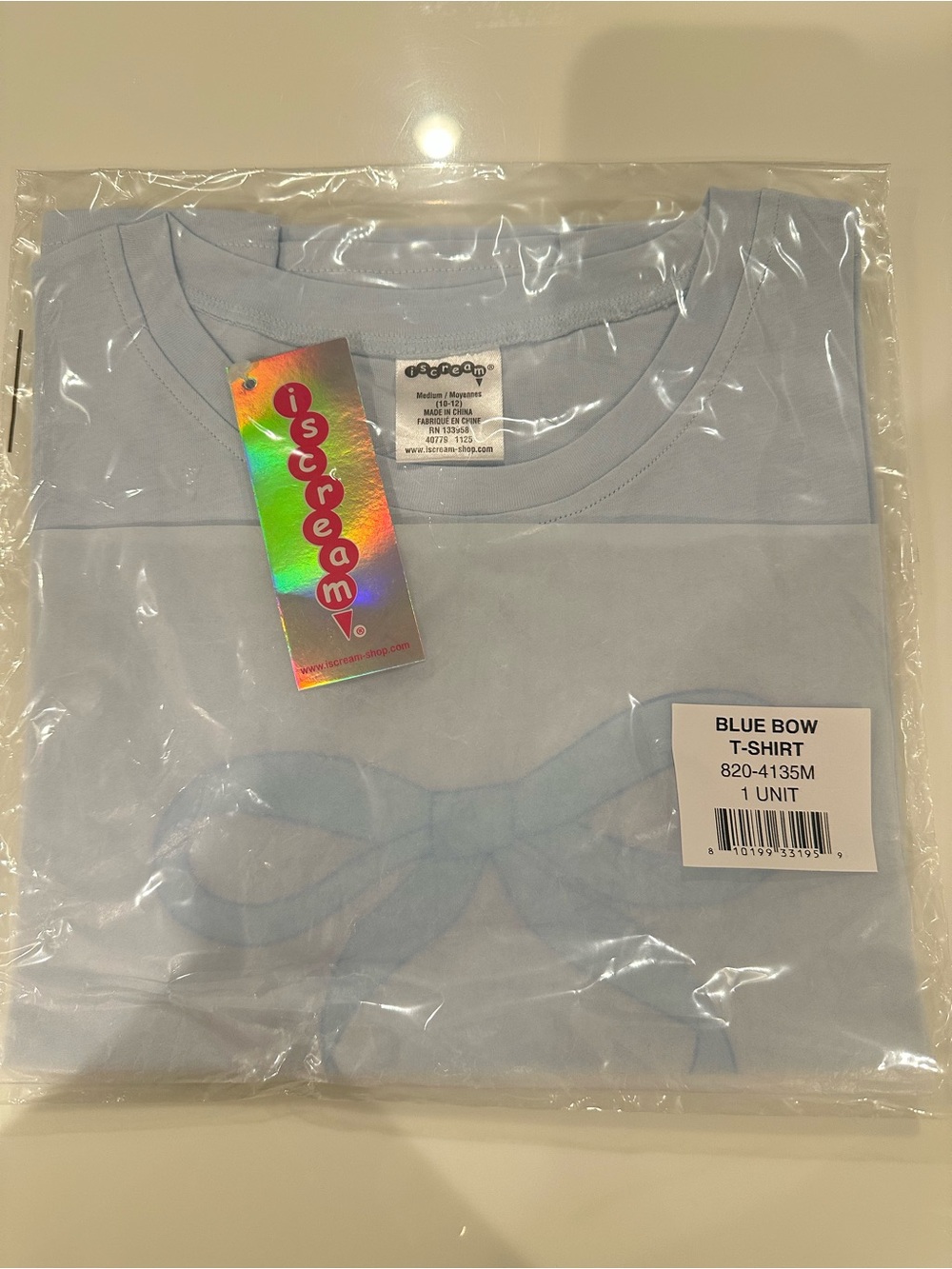 Is cream Blue Bow Kids T-Shirt